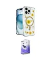 ieg™ iPhone 16 Pro Kılıf Kozmos Doku - Siyah Bilvis 5in1 5D Magic Hayalet Cam Ekran Koruyucu
