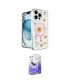ieg™ iPhone 16 Pro Kılıf Kozmos Doku - Siyah Bilvis 5in1 5D Magic Hayalet Cam Ekran Koruyucu