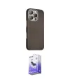ieg™ iPhone 16 Pro Kılıf Kozmos Klasik Prime - Siyah Bilvis 5in1 5D Magic Hayalet Cam Ekran Koruyucu