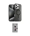 ieg™ iPhone 16 Pro Kılıf Nova Asil Prime - Siyah Bilvis 3D Mat Cam Ekran Koruyucu