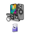 ieg™ iPhone 16 Pro Kılıf Nova Minimal Serisi - Siyah Bilvis 5in1 5D Magic Hayalet Cam Ekran Koruyucu