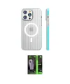 ieg™ iPhone 16 Pro Kılıf Pusula Minimal Koleksiyonu - Şeffaf 360 Full Body Arka Koruyucu