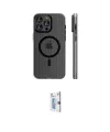 ieg™ iPhone 16 Pro Kılıf Pusula Minimal Koleksiyonu - Siyah Bilvis 0.18mm Plus Cam Ekran Koruyucu