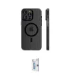 ieg™ iPhone 16 Pro Kılıf Pusula Minimal Koleksiyonu - Siyah Bilvis 0.18mm Plus Cam Ekran Koruyucu