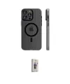 ieg™ iPhone 16 Pro Kılıf Pusula Minimal Koleksiyonu - Siyah Bilvis 3D Cam Ekran Koruyucu
