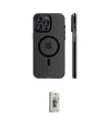 ieg™ iPhone 16 Pro Kılıf Pusula Minimal Koleksiyonu - Siyah Bilvis 3D Cam Ekran Koruyucu