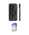 ieg™ iPhone 16 Pro Kılıf Pusula Minimal Koleksiyonu - Siyah Bilvis 5in1 3D Magic Cam Ekran Koruyucu