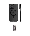 ieg™ iPhone 16 Pro Kılıf Pusula Minimal Koleksiyonu - Siyah Bilvis Hayalet Cam Ekran Koruyucu