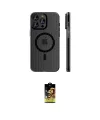 ieg™ iPhone 16 Pro Kılıf Pusula Minimal Koleksiyonu - Siyah Buffer Cam Ekran Koruyucu