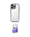 ieg™ iPhone 16 Pro Kılıf Vadi Minimal - Siyah Bilvis 5in1 5D Magic Hayalet Cam Ekran Koruyucu