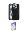 ieg™ iPhone 16 Pro Kılıf Yankı Form Serisi - Siyah Bilvis 5in1 3D Magic Cam Ekran Koruyucu