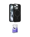 ieg™ iPhone 16 Pro Kılıf Yankı Form Serisi - Siyah Bilvis 5in1 5D Magic Hayalet Cam Ekran Koruyucu