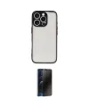 ieg™ iPhone 16 Pro Max Kılıf Ahenk Çizgi Serisi - Siyah 3D Antistatik Hayalet Cam Ekran Koruyucu