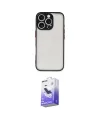 ieg™ iPhone 16 Pro Max Kılıf Ahenk Çizgi Serisi - Siyah Bilvis 5in1 5D Magic Hayalet Cam Ekran Koruyucu