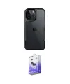 ieg™ iPhone 16 Pro Max Kılıf Akış Çizgi Koleksiyonu - Siyah Bilvis 5in1 5D Magic Hayalet Cam Ekran Koruyucu