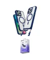 ieg™ iPhone 16 Pro Max Kılıf Atlas Doku Koleksiyonu - Siyah Bilvis 5in1 5D Magic Hayalet Cam Ekran Koruyucu