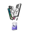 ieg™ iPhone 16 Pro Max Kılıf Atlas Doku Koleksiyonu - Siyah Bilvis 5in1 5D Magic Hayalet Cam Ekran Koruyucu