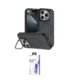 ieg™ iPhone 16 Pro Max Kılıf Çekirdek Klasik - Siyah Bilvis 3X AR HD Cam Ekran Koruyucu