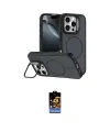 ieg™ iPhone 16 Pro Max Kılıf Çekirdek Klasik - Siyah Buffer Hayalet Cam Ekran Koruyucu