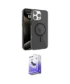 ieg™ iPhone 16 Pro Max Kılıf Doruk Doku Özel Seri - Siyah Bilvis 5in1 5D Magic Hayalet Cam Ekran Koruyucu