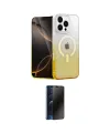 ieg™ iPhone 16 Pro Max Kılıf Eksen Minimal Özel Seri - Siyah 3D Antistatik Hayalet Cam Ekran Koruyucu