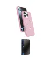 ieg™ iPhone 16 Pro Max Kılıf İz Işık Koleksiyonu - Siyah 3D Antistatik Hayalet Cam Ekran Koruyucu