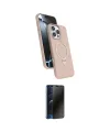 ieg™ iPhone 16 Pro Max Kılıf İz Işık Koleksiyonu - Siyah 3D Antistatik Hayalet Cam Ekran Koruyucu