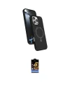 ieg™ iPhone 16 Pro Max Kılıf İz Işık Koleksiyonu - Siyah Buffer Hayalet Cam Ekran Koruyucu