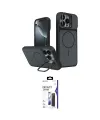 ieg™ iPhone 16 Pro Max Kılıf İz Modern Prime - Siyah Bilvis 3X AR Hayalet Cam Ekran Koruyucu