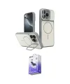 ieg™ iPhone 16 Pro Max Kılıf İz Modern Prime - Siyah Bilvis 5in1 5D Magic Hayalet Cam Ekran Koruyucu