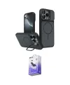 ieg™ iPhone 16 Pro Max Kılıf İz Modern Prime - Siyah Bilvis 5in1 5D Magic Hayalet Cam Ekran Koruyucu