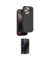 ieg™ iPhone 16 Pro Max Kılıf Kıvılcım Çizgi Serisi - Siyah 3D Antistatik Hayalet Cam Ekran Koruyucu