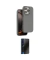 ieg™ iPhone 16 Pro Max Kılıf Kıvılcım Çizgi Serisi - Siyah 3D Antistatik Hayalet Cam Ekran Koruyucu
