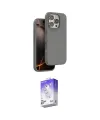 ieg™ iPhone 16 Pro Max Kılıf Kıvılcım Çizgi Serisi - Siyah Bilvis 5in1 3D Magic Cam Ekran Koruyucu