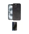 ieg™ iPhone 16 Pro Max Kılıf Kıvılcım Işık Serisi - Siyah 3D Antistatik Hayalet Cam Ekran Koruyucu