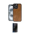 ieg™ iPhone 16 Pro Max Kılıf Kıvılcım Işık Serisi - Siyah 3D Antistatik Hayalet Cam Ekran Koruyucu