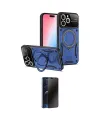 ieg™ iPhone 16 Pro Max Kılıf Kıvılcım Modern Serisi - Siyah 3D Antistatik Hayalet Cam Ekran Koruyucu