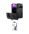 ieg™ iPhone 16 Pro Max Kılıf Kıvılcım Modern Serisi - Siyah Bilvis 3X AR Hayalet Cam Ekran Koruyucu