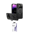 ieg™ iPhone 16 Pro Max Kılıf Kıvılcım Modern Serisi - Siyah Bilvis 3X AR HD Cam Ekran Koruyucu