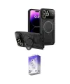 ieg™ iPhone 16 Pro Max Kılıf Kıvılcım Modern Serisi - Siyah Bilvis 5in1 3D Magic Cam Ekran Koruyucu