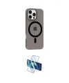 ieg™ iPhone 16 Pro Max Kılıf Pusula Form Özel Seri - Siyah 3D Antistatik Cam Ekran Koruyucu