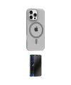 ieg™ iPhone 16 Pro Max Kılıf Pusula Form Özel Seri - Siyah 3D Antistatik Hayalet Cam Ekran Koruyucu