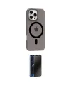 ieg™ iPhone 16 Pro Max Kılıf Pusula Form Özel Seri - Siyah 3D Antistatik Hayalet Cam Ekran Koruyucu