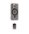 ieg™ iPhone 16 Pro Max Kılıf Pusula Form Özel Seri - Siyah Buffer Hayalet Cam Ekran Koruyucu