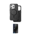 ieg™ iPhone 16 Pro Max Kılıf Pusula Işık Koleksiyonu - Siyah 3D Antistatik Hayalet Cam Ekran Koruyucu