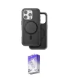 ieg™ iPhone 16 Pro Max Kılıf Pusula Işık Koleksiyonu - Siyah Bilvis 5in1 3D Magic Cam Ekran Koruyucu