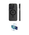 ieg™ iPhone 16 Pro Max Kılıf Pusula Minimal Koleksiyonu - Siyah 3D Antistatik Cam Ekran Koruyucu
