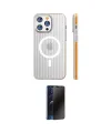 ieg™ iPhone 16 Pro Max Kılıf Pusula Minimal Koleksiyonu - Siyah 3D Antistatik Hayalet Cam Ekran Koruyucu