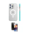 ieg™ iPhone 16 Pro Max Kılıf Pusula Minimal Koleksiyonu - Siyah 3D Antistatik Mat Seramik Nano Ekran Koruyucu