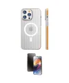 ieg™ iPhone 16 Pro Max Kılıf Pusula Minimal Koleksiyonu - Siyah 3D Antistatik Mat Seramik Nano Ekran Koruyucu